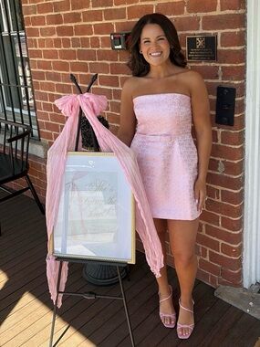 Amanda Uprichard Pink Strapless Mini Dress